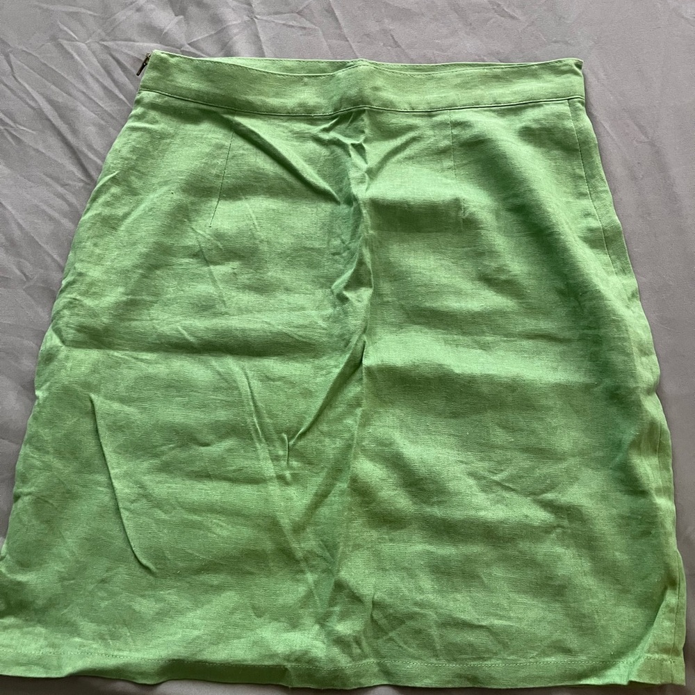 Worn once MODCLOTH lime green linen skirt - Picture 4 of 5
